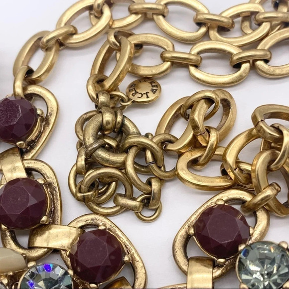 J. Crew Black Burgundy Beige Crystal Necklace - Picture 3 of 3